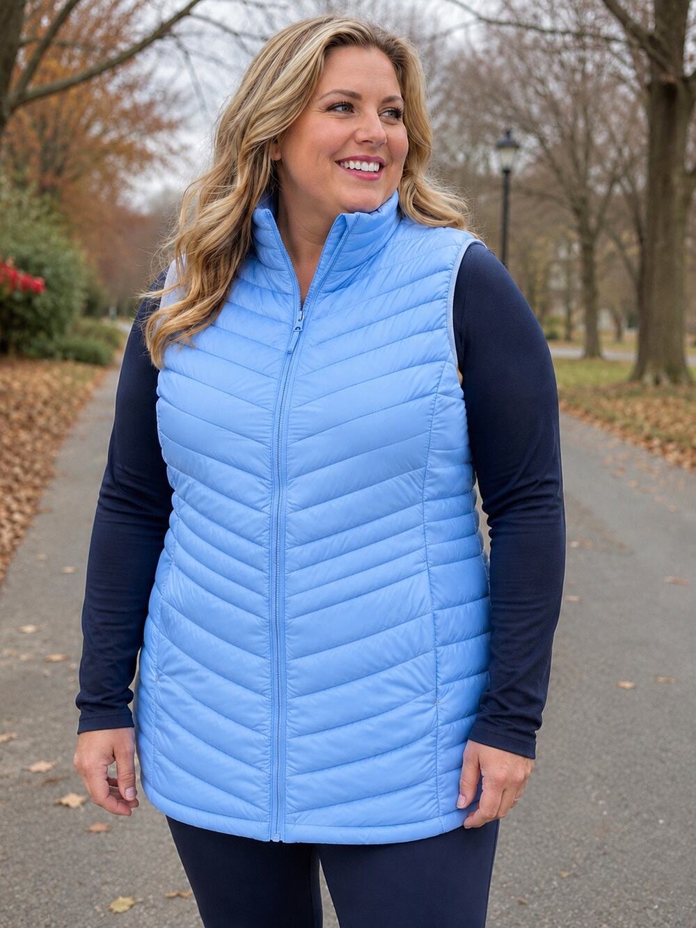 Lands' End Blue Quilted Puffer Lightweight Vest 2X